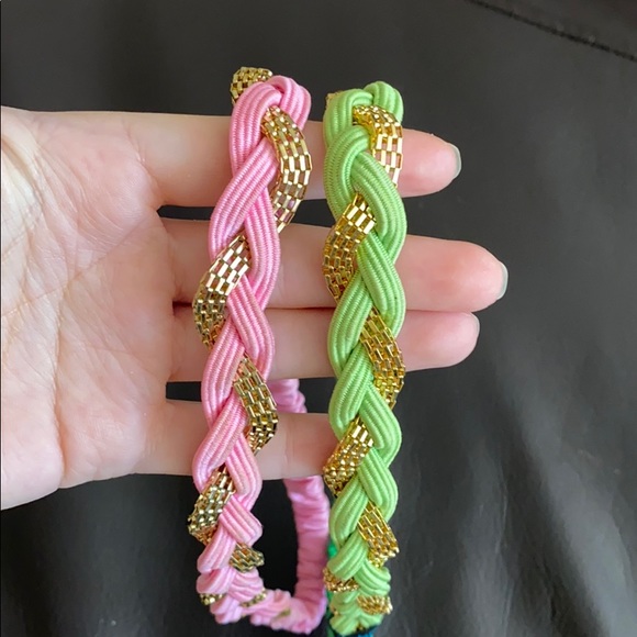 Tasha Green & Pink Braided Headbands (2) main image 5